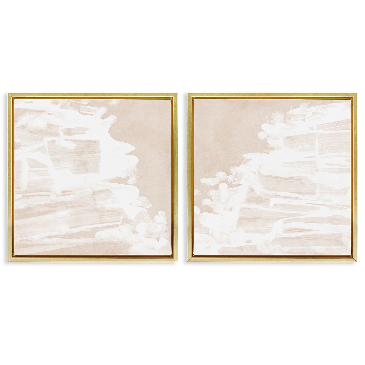 Stupell Industries Abstract Cream Layered Strokes 2 pc Framed Floater Canvas Wall Art Set Design by June Erica Vess